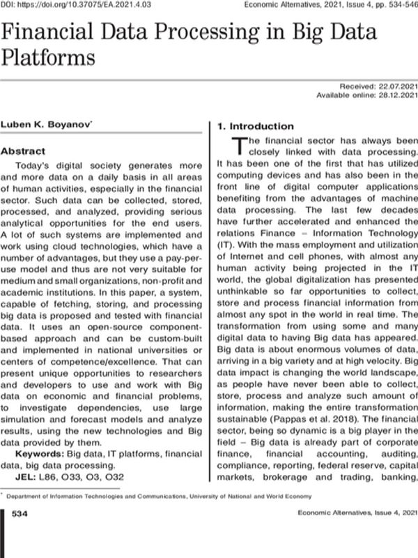 Financial Data Processing in Big Data Platforms
