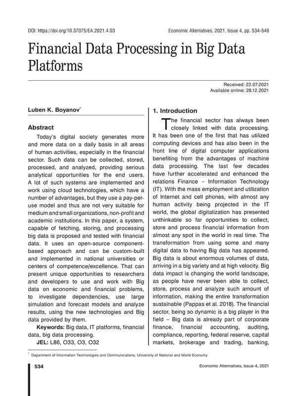 Financial Data Processing in Big Data Platforms