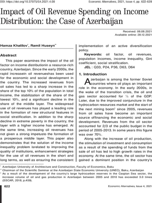 Impact of Oil Revenue Spending on Income Distribution: the Case of Azerbaijan