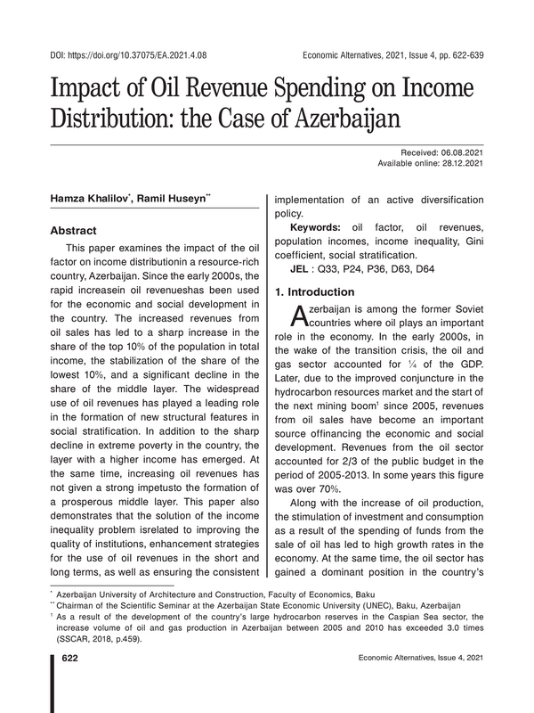 Impact of Oil Revenue Spending on Income Distribution: the Case of Azerbaijan