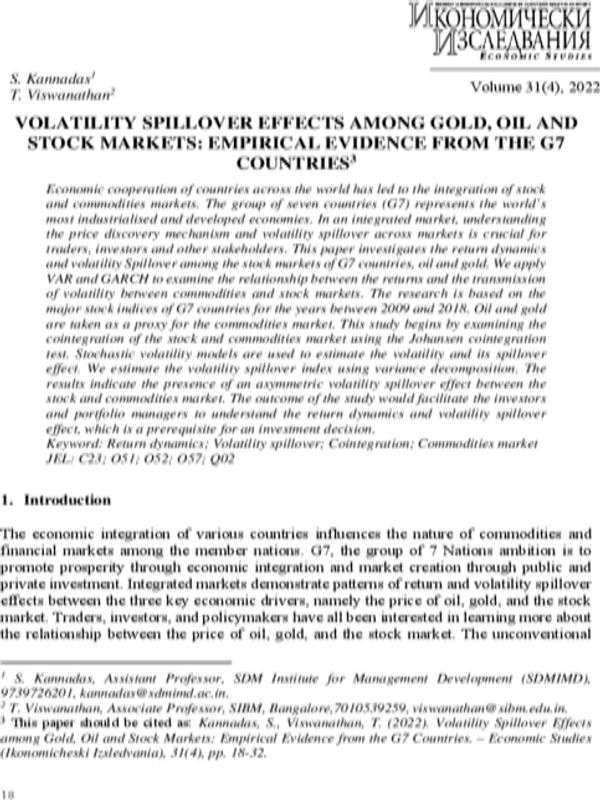 Volatility Spillover Effects among Gold, Oil and Stock markets: Empirical Evidence from the G7 Countries