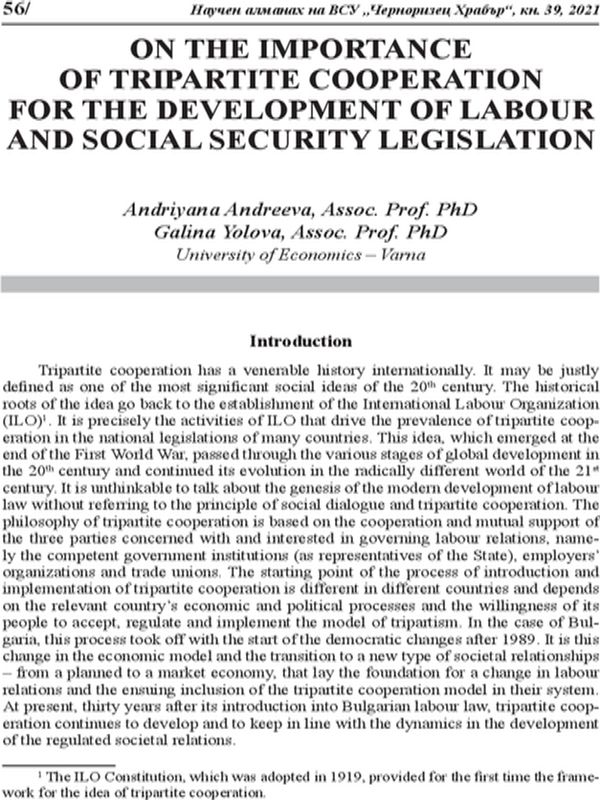 On the importance of tripartite cooperation for the development of labour and social security legislation