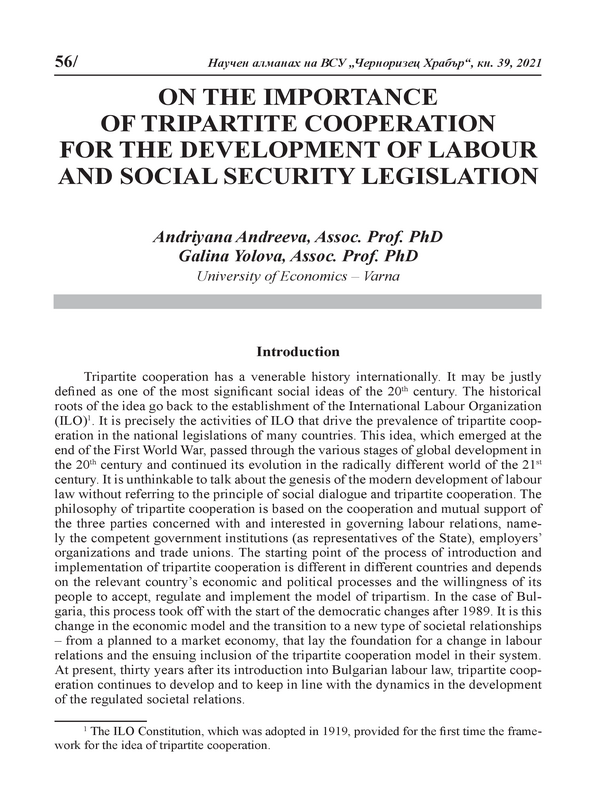 On the importance of tripartite cooperation for the development of labour and social security legislation