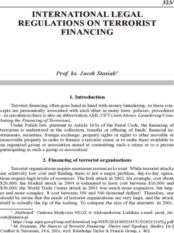 International legal regulations on terrorist financing