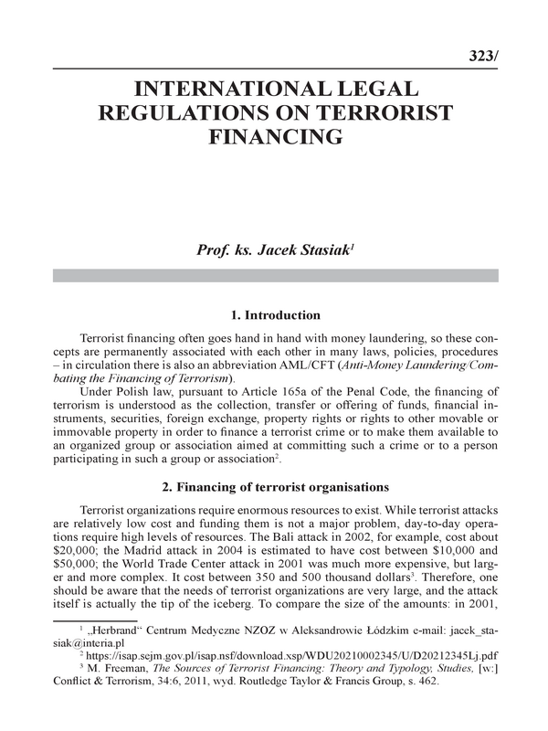 International legal regulations on terrorist financing