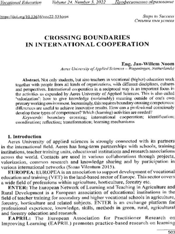 Crossing Boundaries in International Cooperation