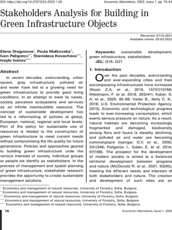 Stakeholders Analysis for Building in Green Infrastructure Objects