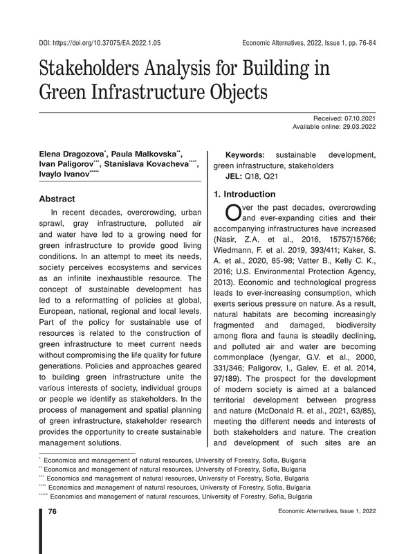 Stakeholders Analysis for Building in Green Infrastructure Objects