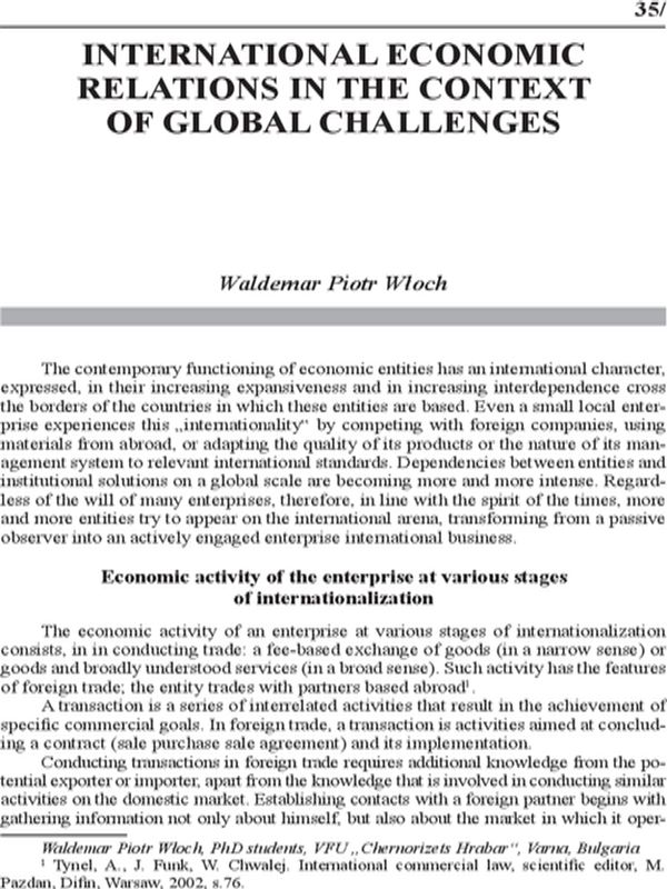 International Economic Relations in the Context of Global Challenges