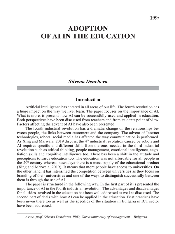 Adoption of AI in the Education