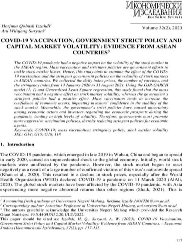 COVID-19 Vaccination, Government Strict Policy and Capital Market Volatility: Evidence from ASEAN Countries