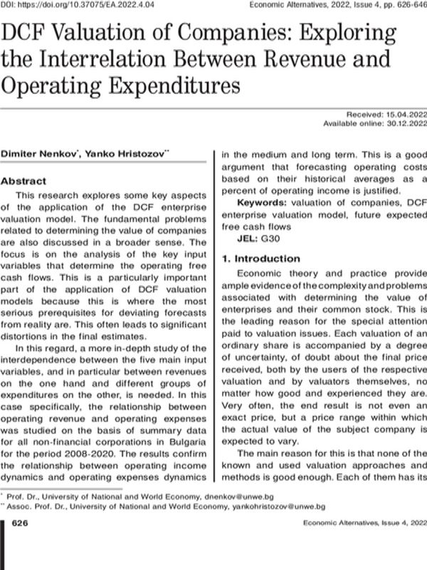 DCF Valuation of Companies: Exploring the Interrelation Between Revenue and Operating Expenditures
