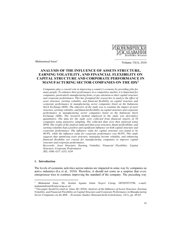 Analysis of the Influence of Assets Structure, Earning Volatility, and Financial Flexibility on Capital Structure and Corporate Performance in Manufacturing Sector Companies on the IDX