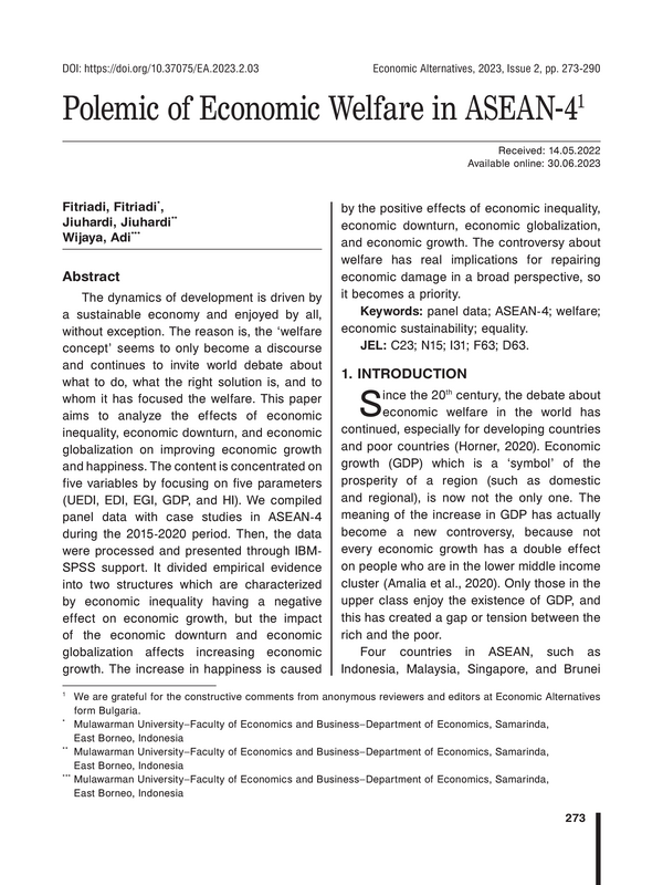 Polemic of Economic Welfare in ASEAN-4