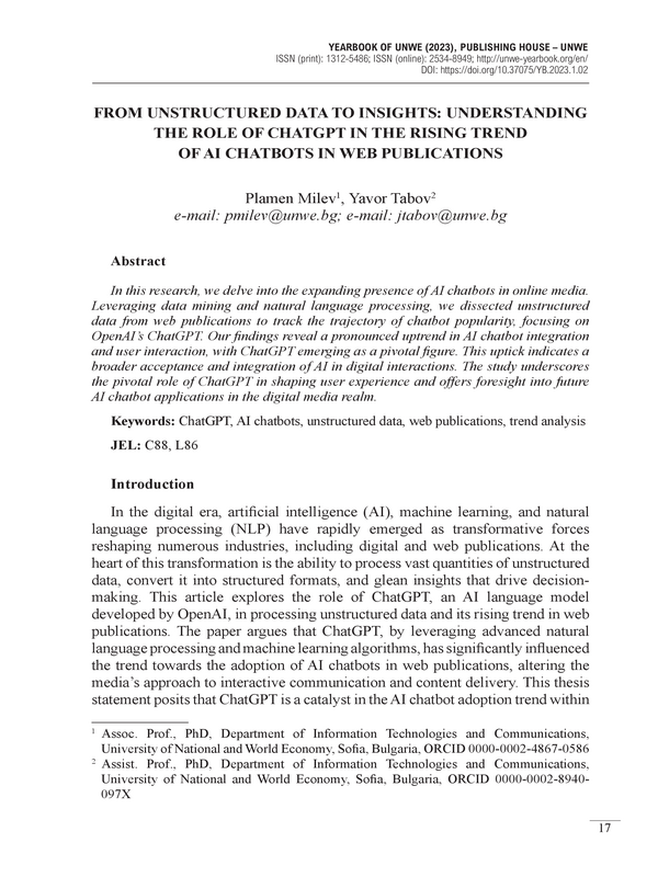 From Unstructured Data to Insights: Understanding the Role of ChatGPT in the Rising Trend of AI Chatbots in Web Publications