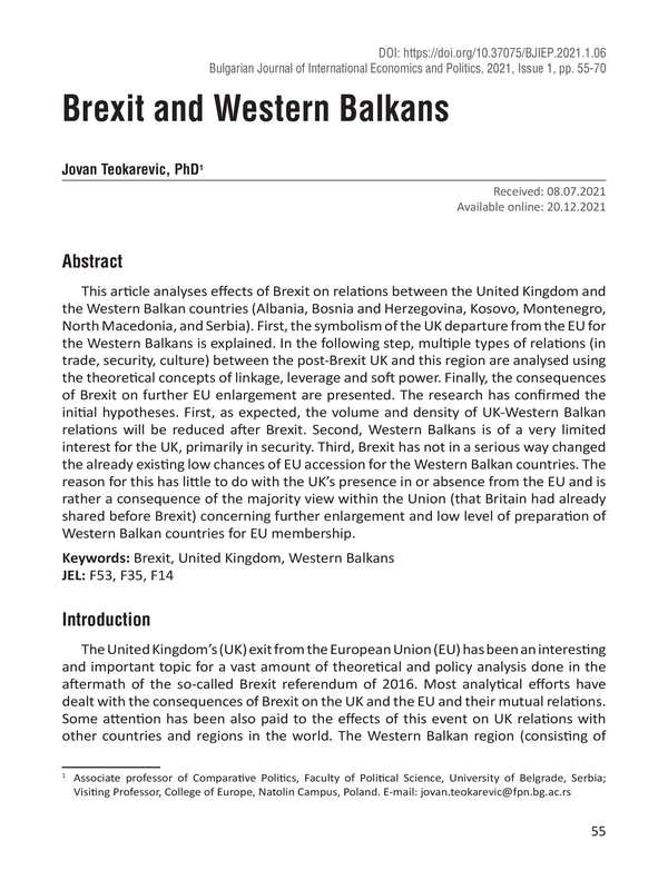 Brexit and Western Balkans