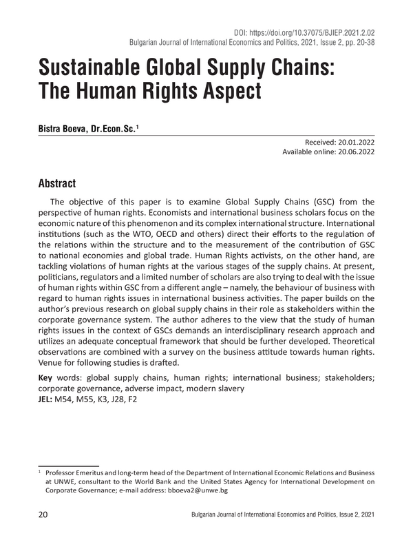 Sustainable Global Supply Chains: The Human Rights Aspect