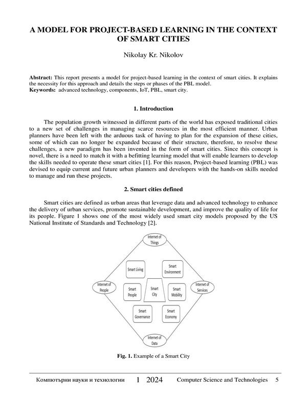 A Model for Project-Based Learning in the Context of Smart Cities