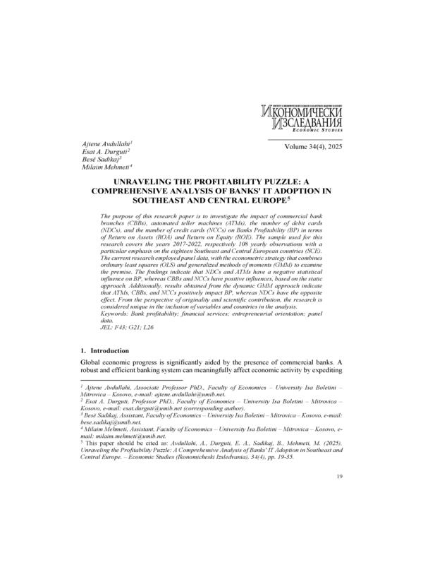 Unraveling the Profitability Puzzle: A Comprehensive Analysis of Banks' IT Adoption in Southeast and Central Europe