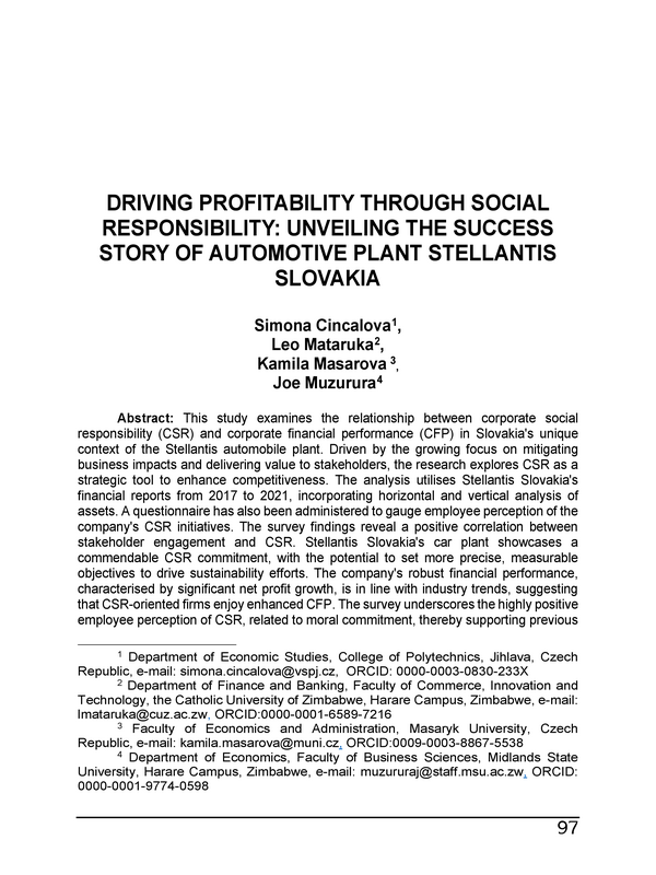 Driving Profitability Through Social Responsibility: Unveiling the Success Story of Automotive Plant Stellantis Slovakia