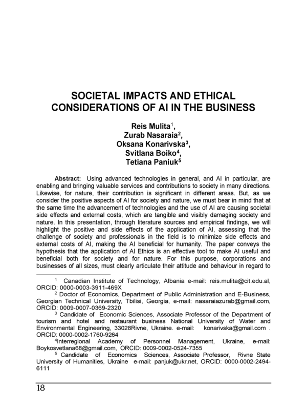 Societal Impacts and Ethical Considerations of AI in the Business