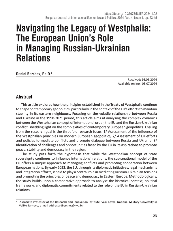 Navigating the Legacy of Westphalia: The European Union’s Role in Managing Russian-Ukrainian Relations
