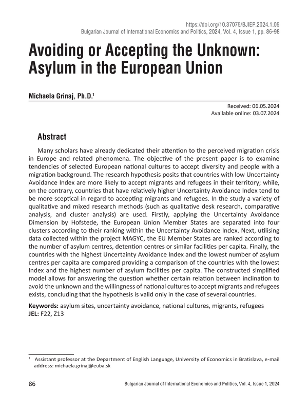 Avoiding or Accepting the Unknown: Asylum in the European Union