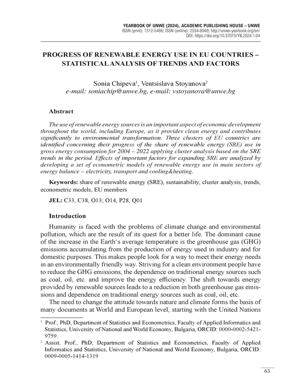 Progress of Renewable Energy Use in EU Countries – Statistical Analysis of Trends and Factors