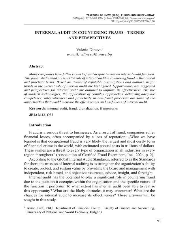 Internal Audit in Countering Fraud – Trends and Perspectives
