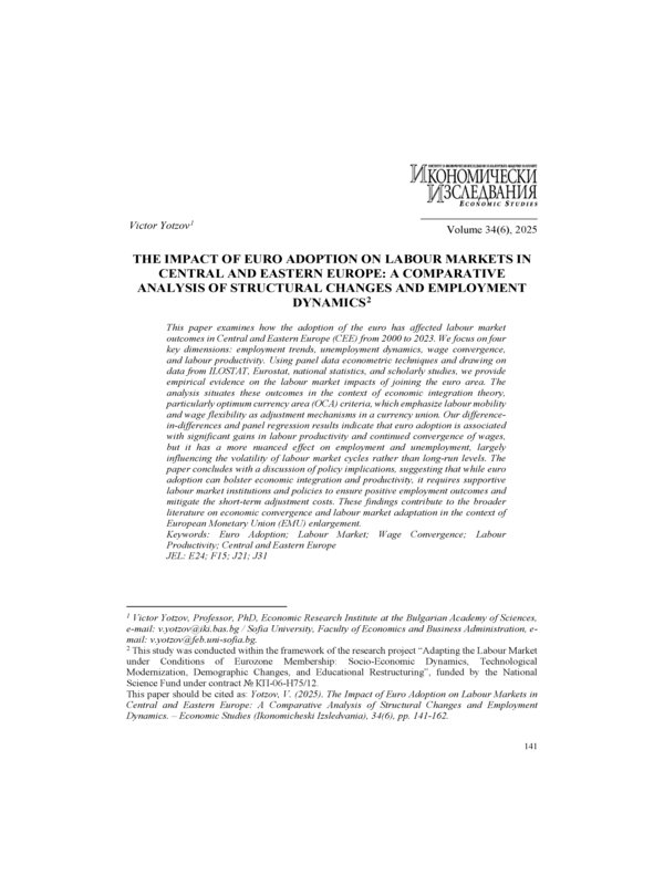 The Impact of Euro Adoption on Labour Markets in Central and Eastern Europe: A Comparative Analysis of Structural Changes and Employment Dynamics
