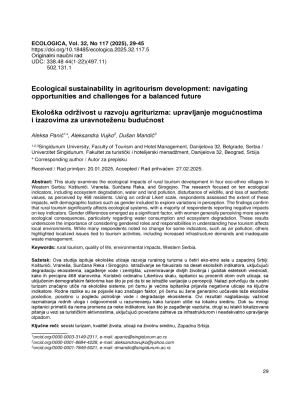 Ecological Sustainability in Agritourism Development: Navigating Opportunities and Challenges for a Balanced Future