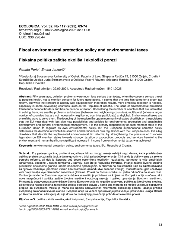 Fiscal Environmental Protection Policy and Environmental Taxes