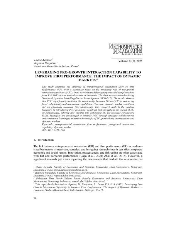 Leveraging Pro-Growth Interaction Capability to Improve Firm Performance: The Impact of Dynamic Markets