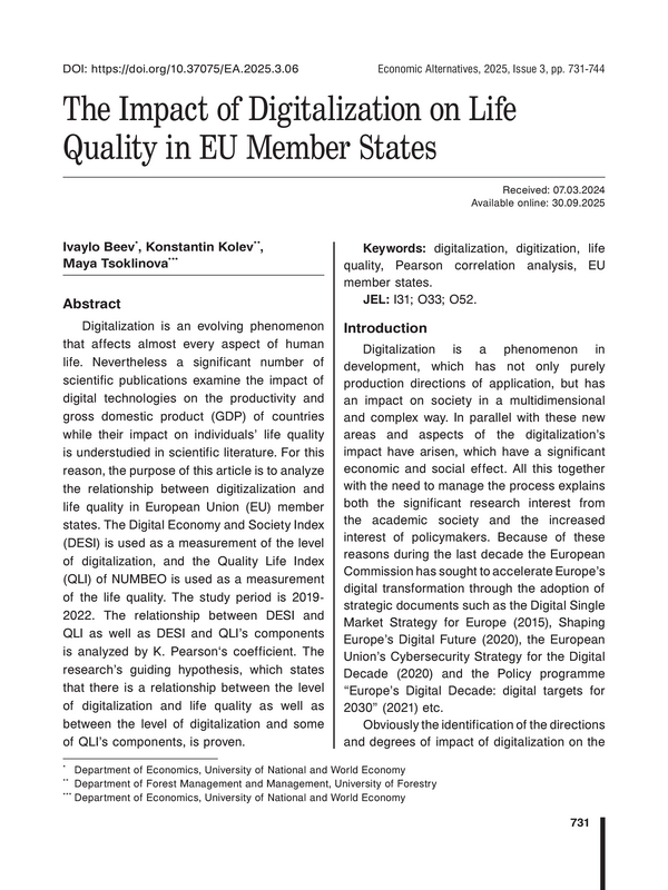 The Impact of Digitalization on Life Quality in EU Member States