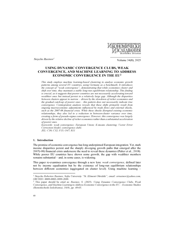 Using Dynamic Convergence Clubs, Weak Convergence, and Machine Learning to Address Economic Convergence in the EU