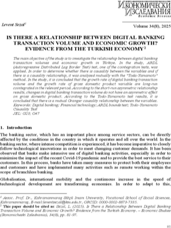 Is There a Relationship Between Digital Banking Transaction Volume and Economic Growth? Evidence from the Turkish Economy