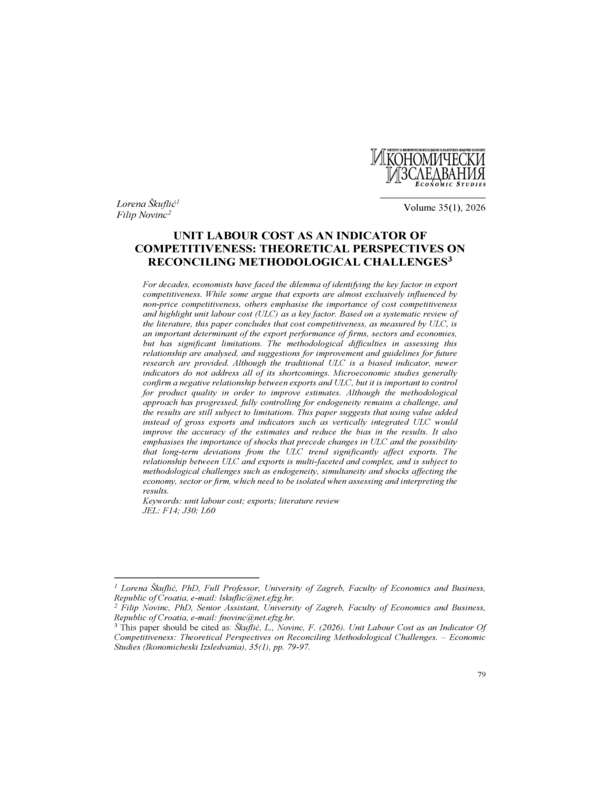 Unit Labour Cost as an Indicator of Competitiveness: Theoretical Perspectives on Reconciling Methodological Challenges