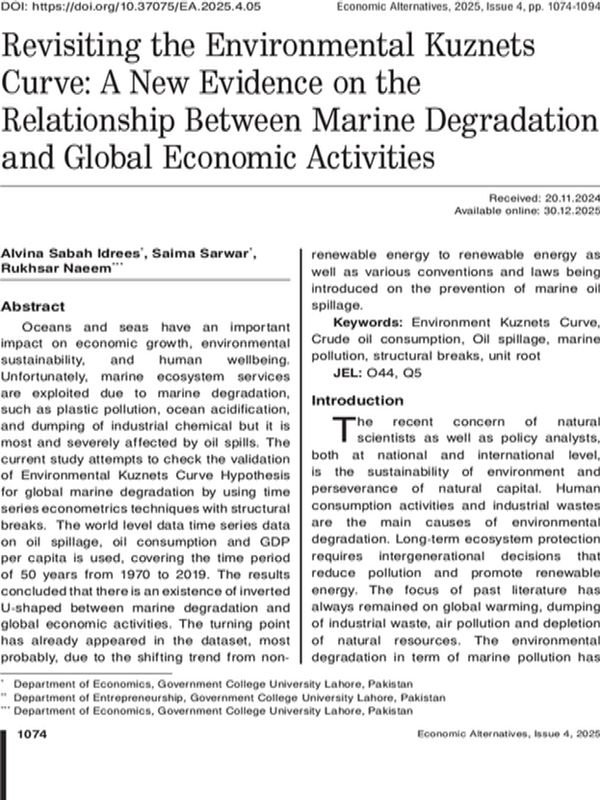 Revisiting the Environmental Kuznets Curve: A New Evidence on the Relationship Between Marine Degradation and Global Economic Activities