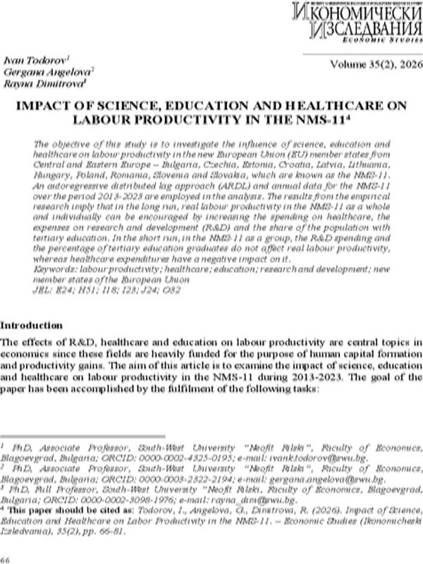 Impact of Science, Education and Healthcare on Labor Productivity in the NMS-11