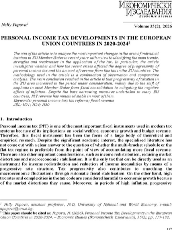 Personal Income Tax Developments in the European Union Countries in 2020-2024