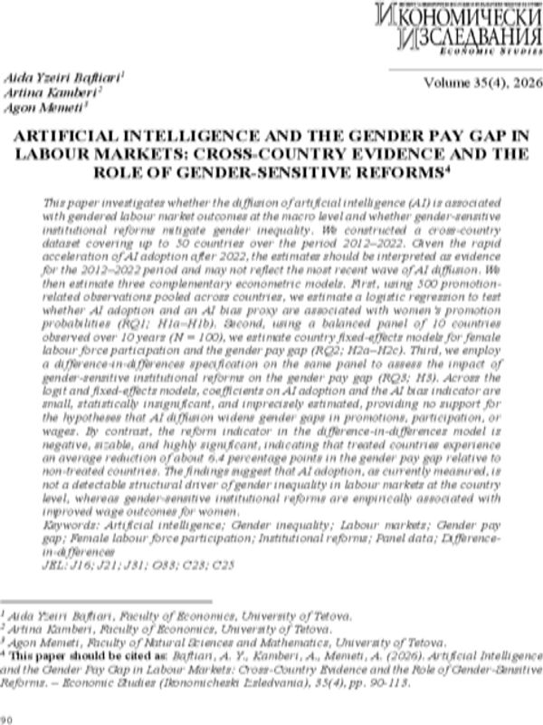 Artificial Intelligence and the Gender Pay Gap in Labour Markets: Cross-Country Evidence and the Role of Gender-Sensitive Reforms