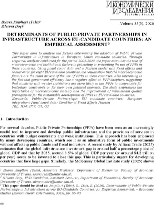 Determinants of Public-Private Partnerships in Infrastructure across EU-Candidate Countries: An Empirical Assessment