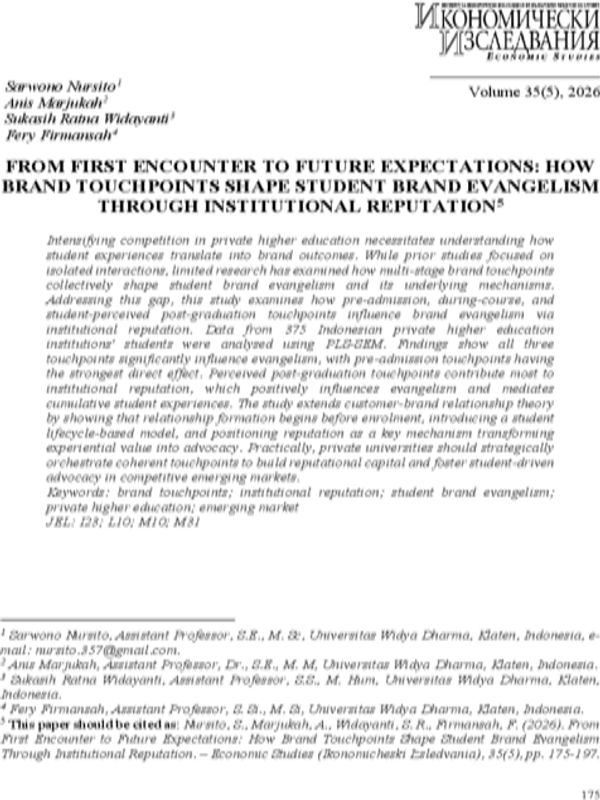 From First Encounter to Future Expectations: How Brand Touchpoints Shape Student Brand Evangelism Through Institutional Reputation