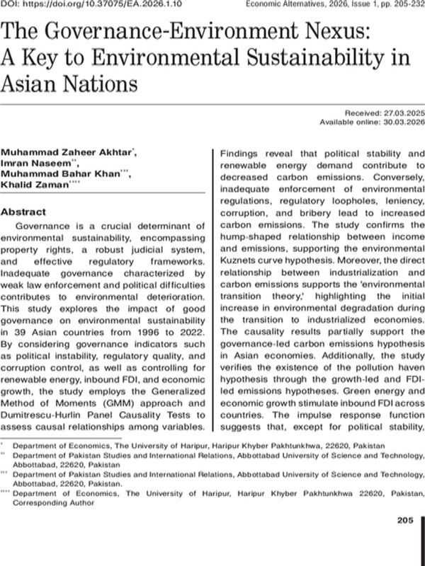 The Governance-Environment Nexus: A Key to Environmental Sustainability in Asian Nations