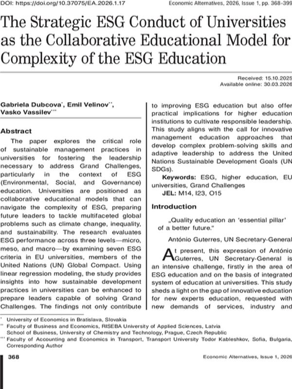 The Strategic ESG Conduct of Universities as the Collaborative Educational Model for Complexity of the ESG Education