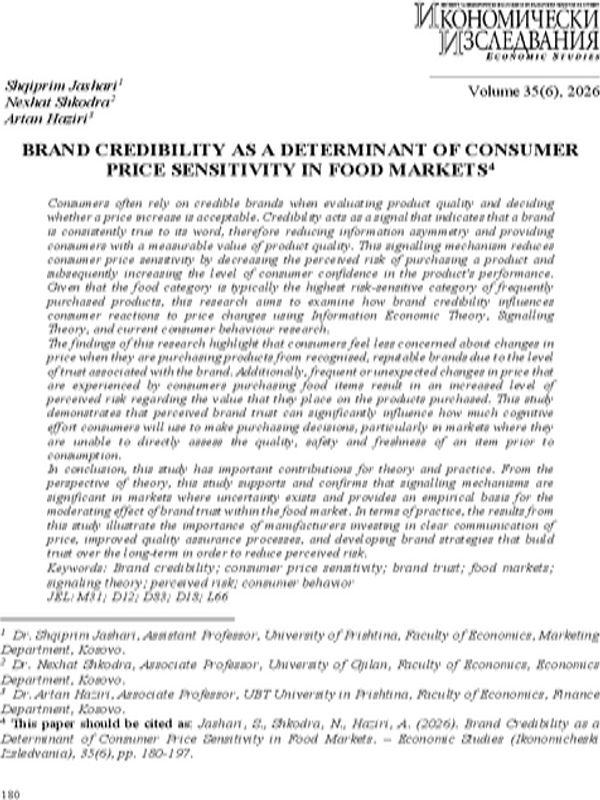 Brand Credibility as a Determinant of Consumer Price Sensitivity in Food Markets